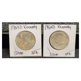 2) 1964 D Kennedy Silver Half Dollars