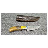 Three and a half inch Damascus knife with sheath