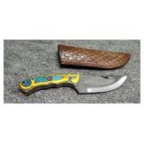 4 in Damascus knife with sheath