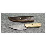 4 in Damascus knife with sheath