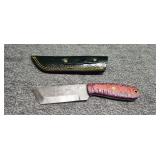 4 in Damascus knife with sheath