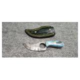 3 in Damascus knife with sheath