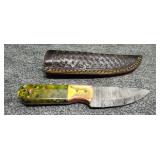 Three and a half inch Damascus knife with sheath
