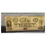 1)  Bank of Monroe Three Dollar Bank Note