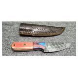 Three and a half inch Damascus knife with sheath