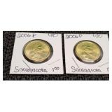 2) 2006 P Uncirculated Sacagawea Dollars