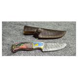 Three and a half inch Damascus knife with sheath