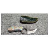 3-in Damascus knife with sheath