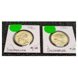 2) 2007 D Uncirculated Sacagawea Dollars