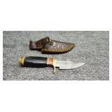 3 in Damascus knife with sheath