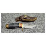 3 in Damascus knife with sheath