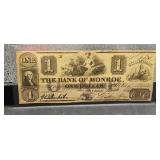 1) Bank of Monroe One Dollar Bank Note
