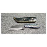 4 in Damascus knife with sheath
