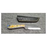 4-in Damascus knife with sheath