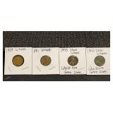 2) Wheat Pennies & 2) Steel Wheat Pennies