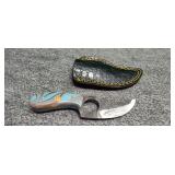 Three and a half inch Damascus knife with sheath
