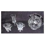 Cornflower crystal/ glass w/ pitcher.