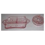 Pink depression Cornflower glass w/ candy dish.