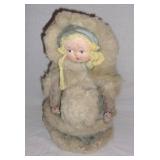 1940's faux fur clad fabric doll.