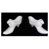 Vintage Fenton milk glass slippers.