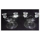 1930's glass candle stands.