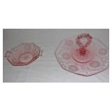 Vintage pink depression cornflower w/ bonbon dish.