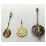 Vintage stick pins & pendant.