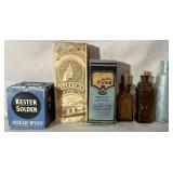 1920's cardboard packaging w/ glass bottles.