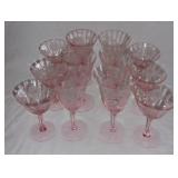 Pink depression cornflower drinking glasses.