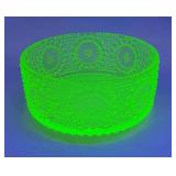 Vintage yellow depression glass vaseline bowl.