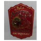 Vintage metal Budweiser sign.