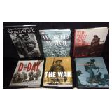 Coffee table war books.