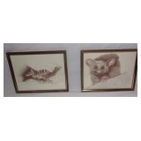 Artist signed animal prints.