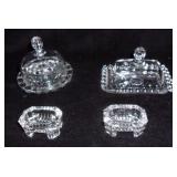 Glass individual serving pieces.