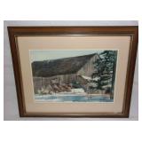 Large artist signed framed barn print.