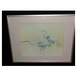 Framed Heron print.