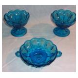 1970's Anchor Hocking blue glassware.