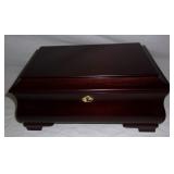 Wooden box w/ key & mirror.