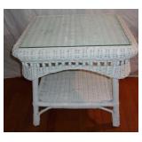 Vintage 2 tier wicker end table.