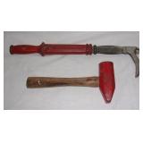 Vintage nail puller & machinist hammer.