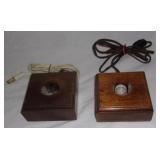 Vintage wooden lighted display bases.