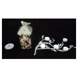 Bird lot w/ a ceramic bird house.