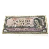 1954 Canadian Devil's face $10 bill.