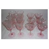 Pink depression cornflower glasses.