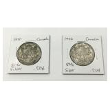 1950's Canadian 80% Silver .50 cent coins.