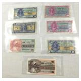 Vintage American military currency.