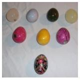 Egg lot w/ hand carved Alabaster.