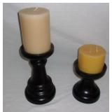Wooden candle stands.