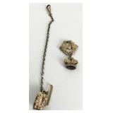 Vintage watch fob and clip on pin.