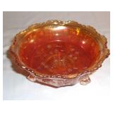 Vintage Fenton carnival glass footed candy dish.